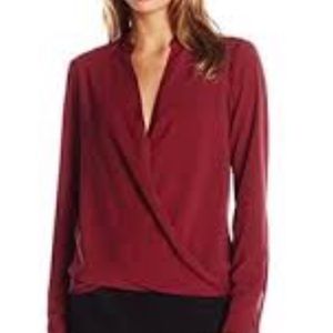 NWT BCBG surplice burgundy wine blouse size small